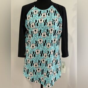 New LuLaRoe M “Randy” Minnie Mouse Black and Blue Graphic Top 776